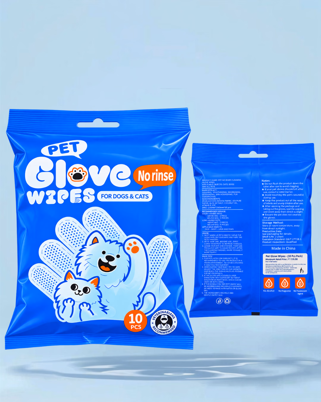Pet Glove Wipes – No Rinse Grooming Wipes for Dogs & Cats