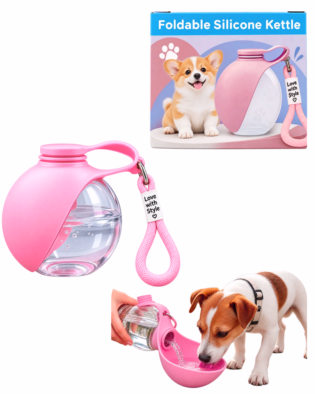 Foldable Silicone Travel Water Kettle for Dogs & Cats